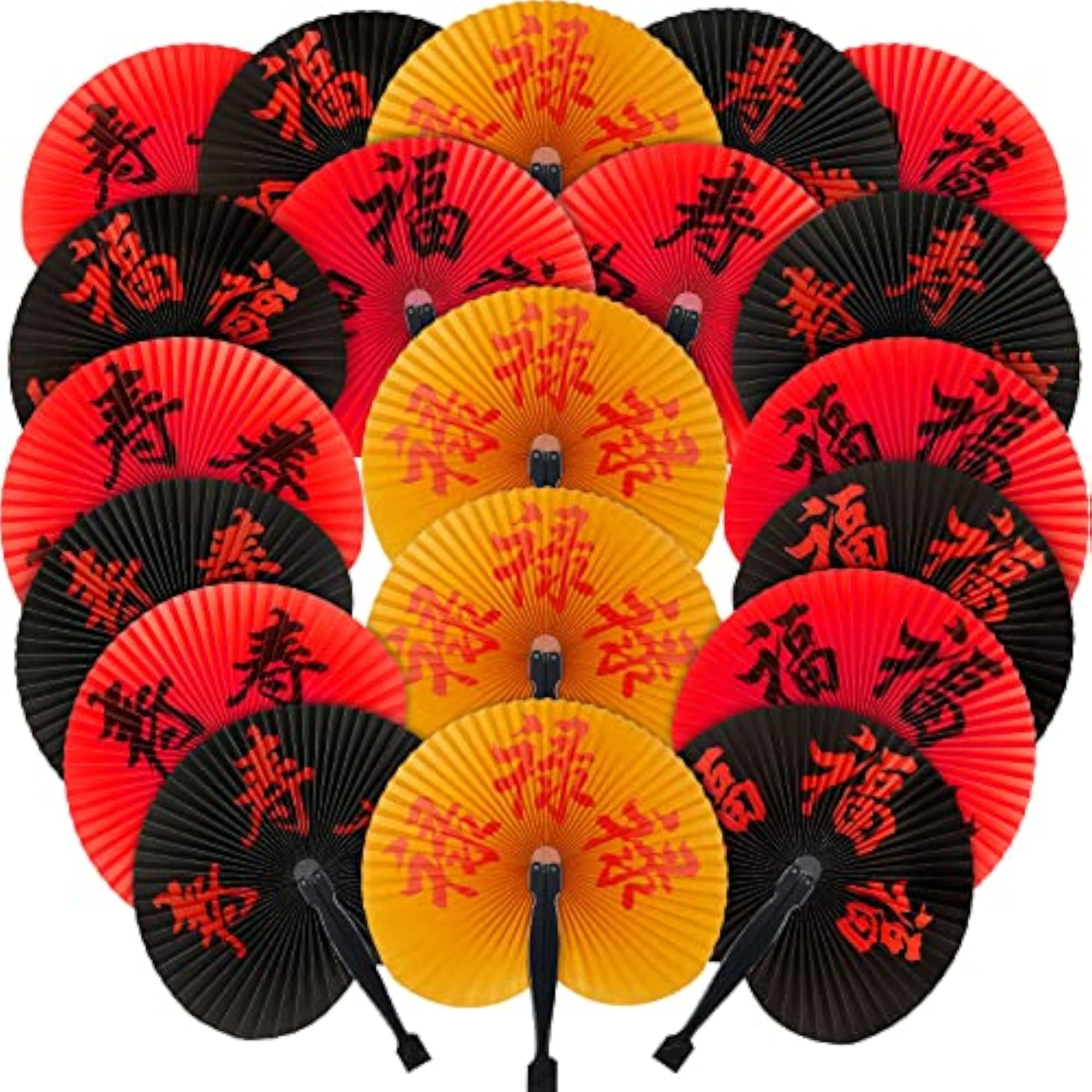Chinese Character Folding Paper Fans, Assorted